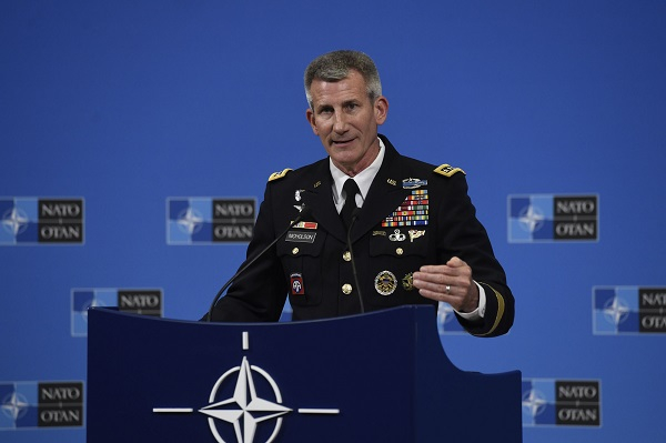 Press conference by Resolute Support Mission Commander Gen. John W. Nicholson at the meetings of NATO Defence Ministers, Brussels, June 8, 2018.