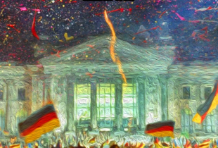 Shows a poster to advertise the ceremony