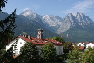 Garmisch Mountians with German and American Flag