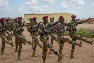 Members of the Djiboutian Army’s first ever Rapid Intervention Battalion (RIB), graduated from training following a culminating exercise at a site outside Djibouti City, May 3, 2018.