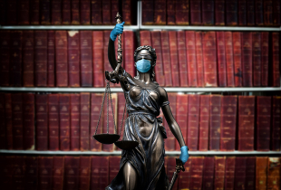 Lady justice. Statue of Justice in library.