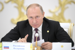 Russia's President Vladimir Putin attends a meeting of the Council of CIS Heads of State.