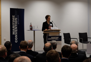 Dr. Sarah Kirchberger speaking at the 2017 Maritime Convention.