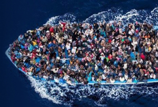 Boat full of Migrants in Mediterranean