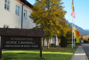 Marshall Center headquarters building in fall