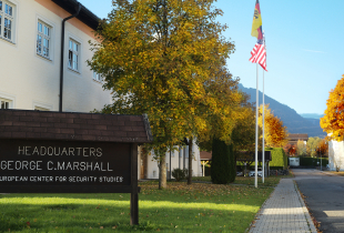 Marshall Center headquarters building in fall