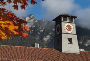 Marshall Center clocktower building in fall