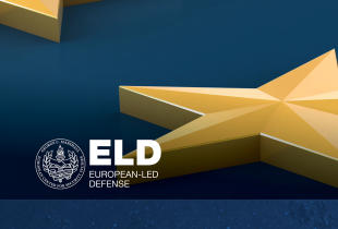 European-Led Defense Resident Course Graphic is stars on a blue background