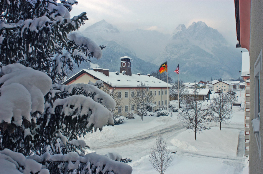 A photograph of the Clocktower building in winter.